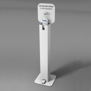 TOTEM DISTRIBUTEUR GEL HYDROALCOOLIQUE AVEC PÉDALE